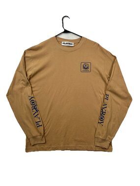 Playboy PacSun Medium Long Sleeve Shirt Mens Tan Golf Hall Of Fame Larchmont